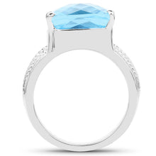 Load image into Gallery viewer, 7.50 Carat Genuine Swiss Blue Topaz .925 Sterling Silver Ring