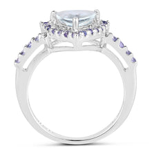 将图片加载到图库查看器,1.41 Carat Genuine Aquamarine & Tanzanite .925 Sterling Silver Ring