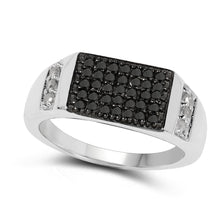 Load image into Gallery viewer, 0.55 Carat Genuine Black Diamond and White Diamond .925 Sterling Silver Ring