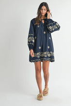 Load image into Gallery viewer, Embroidered Long Sleeve Peasant Mini Dress For Women β Embroidered Mini Dress, Long Sleeve Peasant Dress, Bohemian Dress, Casual Peasant Dress, Timeless Elegance Dress