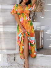 Load image into Gallery viewer, Elegant Printed V-Neck Short Sleeve Maxi Dress Beautiful Casual Women Long Dress