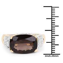 Load image into Gallery viewer, 6.65 Carat Genuine Smoky Quartz and White Topaz .925 Sterling Silver Ring