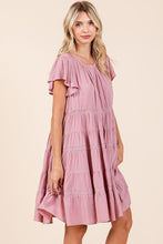 Load image into Gallery viewer, Lace Detail Ruffled Button Down Tiered Dress For Women – Romantic, Fluttering, Delicate, Feminine & Elegant Design