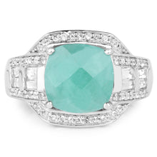 Load image into Gallery viewer, 4.09 Carat Genuine Emerald and White Topaz .925 Sterling Silver Ring