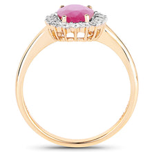 Load image into Gallery viewer, 1.48 Carat Genuine Ruby and White Diamond 14K Yellow Gold Ring