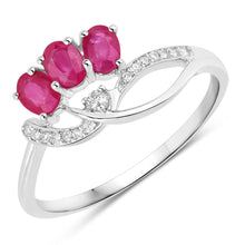 Load image into Gallery viewer, 0.71 Carat Genuine Ruby and White Diamond 14K White Gold Ring