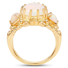 将图片加载到图库查看器,14K Yellow Gold Plated 3.26 Carat Genuine Ethiopian Opal .925 Sterling Silver Ring
