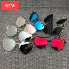 Load image into Gallery viewer, NEW Stevvex Designer Cat eye Sunglasses For Women and Ladies in Vintage Metal Reflective Glasse Mirror Retro Oculos De Sol Gafas Style With UV 400 Protection