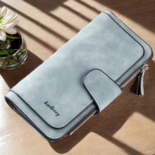 Load image into Gallery viewer, Vintage Faux Leather Long Wallet – Trifold Credit Card Holder with Snap & Zipper