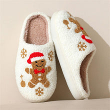 将图片加载到图库查看器,Christmas Slippers Gingerbread Slippers Women and Men Holiday Halloween Slippers Indoor Bedroom Fluffy Warm Fleece Slippers Winter Soft Cozy Home Non-Slip Soft Plush Slip-on Wool Lined House Shoes