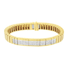 将图片加载到图库查看器,14K Yellow Gold 3 5/8 cttw Invisible Set Princess-Cut Diamond ID Tennis Bracelet (I-J Color, SI1-SI2 Clarity) - Size 7"