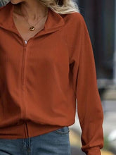 Load image into Gallery viewer, Simple White Zip Up Collared Neck Raglan Sleeve Jacket Comfortable Versatile Casual Women Wear