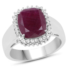 Load image into Gallery viewer, 5.28 Carat Genuine Ruby and White Topaz .925 Sterling Silver Ring