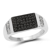 Load image into Gallery viewer, 0.55 Carat Genuine Black Diamond and White Diamond .925 Sterling Silver Ring