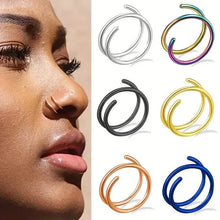Load image into Gallery viewer, Stainless Steel Double Helix Nose Ring โ 14K Gold Plated Hot Style Piercing Jewelry for Women