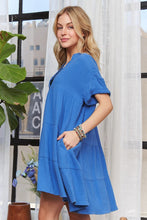 Load image into Gallery viewer, The Tiered Notched Short Sleeve Dress For Women β Versatile, Chic, Elegant, Comfortable, Fashionable Dress for Any Occasion