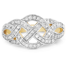 Load image into Gallery viewer, 14K Yellow Gold Plated 0.26 Carat Genuine White Diamond .925 Sterling Silver Ring