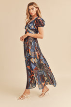 将图片加载到图库查看器,Lace Detail Slit Geometric Print Short Sleeve Comfortable Maxi Dress For Women, Elegant Lace, Alluring Slit, Sophisticated Geometric Print for Casual & Dressy Occasions
