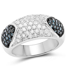 Load image into Gallery viewer, 0.94 Carat Genuine Blue Diamond and White Diamond .925 Sterling Silver Ring