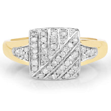 将图片加载到图库查看器,14K Yellow Gold Plated 0.23 Carat Genuine White Diamond .925 Sterling Silver Ring