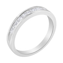 Load image into Gallery viewer, .925 Sterling Silver 1/2 Cttw Princess-Cut Diamond Channel-Set Half-Eternity Wedding or Anniversary Band Ring (H-I Color, I2 Clarity) - Size 6