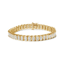 Load image into Gallery viewer, 14K Yellow Gold 5.0 Cttw Invisible Set Princess-cut Diamond Buckle Link Tennis Bracelet (H-I Color, SI2-I1 Clarity) - Size 7.25"