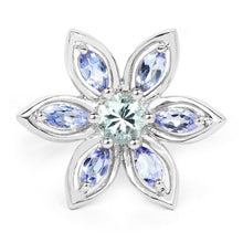 Load image into Gallery viewer, 1.34 Carat Genuine Aquamarine and Tanzanite .925 Sterling Silver Ring