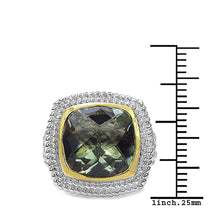 Load image into Gallery viewer, 6.31 Carat Genuine Green Amethyst & White Diamond .925 Sterling Silver Ring