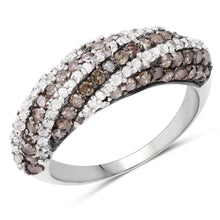 Load image into Gallery viewer, 1.25 Carat Genuine Champagne Diamond & White Diamond .925 Sterling Silver Ring