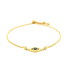 将图片加载到图库查看器,14k Yellow Gold Adjustable Evil Eye Bracelet