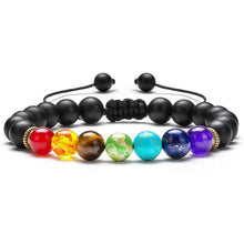 Load image into Gallery viewer, 8mm Lava Rock 7 Chakras Braided Bracelet