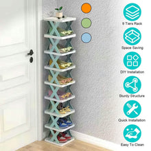 Load image into Gallery viewer, 9-Tier Narrow Entryway Shoe Rack Plastic Vertical Shoe Organizer