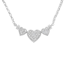 Load image into Gallery viewer, 14K White Gold 1.0 Cttw Princess Cut Diamond Three Heart 18" Statement Pendant Necklace (H-I Color, SI2-I1 Clarity)