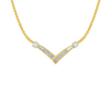 Load image into Gallery viewer, 10K Yellow and White Gold 1/2 Cttw Princess Cut Diamond Channel-Set “V†Shape 18" Franco Chain Necklace (H-I Color, SI2-I1 Clarity)