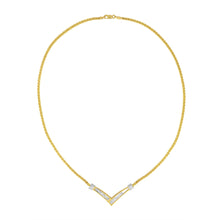 Load image into Gallery viewer, 10K Yellow and White Gold 1/2 Cttw Princess Cut Diamond Channel-Set “V†Shape 18" Franco Chain Necklace (H-I Color, SI2-I1 Clarity)