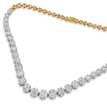 将图片加载到图库查看器,IGI Certified 14K Yellow Gold 14 3/4 cttw Pave Set Round-Cut Diamond Riviera Necklace (F-G Color, S2-I1 Clarity)