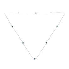 Load image into Gallery viewer, Sterling Silver Treated Blue Color Diamond Station Necklace (1/2 cttw, Blue Color, I2-I3 Clarity)