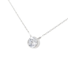 Load image into Gallery viewer, .925 Sterling Silver 1/2 Cttw Diamond Bezel 18" Pendant Necklace (I-J Color, I2-I3 Clarity)