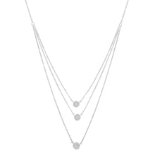 将图片加载到图库查看器,.925 Sterling Silver 1/2 Cttw Round Diamond Medallion Multi-Strand Tri Pendant 18" Necklace (H-I Color, I2-I3 Clarity)