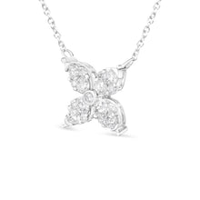Load image into Gallery viewer, 10K White Gold 1/2 Cttw Brilliant Round Diamond Marquise Shaped 4 Leaf Clover Adjustable 16-18" Inch Pendant Necklace (I-J Color, I1-I2 Clarity)