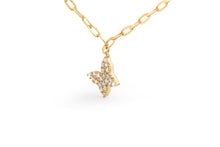Load image into Gallery viewer, 14KT Yellow Gold 1/2 Cttw Diamond Butterfly Station Paperclip Station Necklace (I-J Color, I1-I2 Clarity) - Adjustable 15"-17" Inches