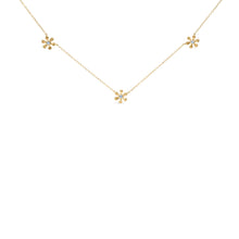 Load image into Gallery viewer, 10K Yellow Gold 1/8 Cttw Diamond Floral Station Chain Necklace (I-J Color, I1-I2 Clarity)
