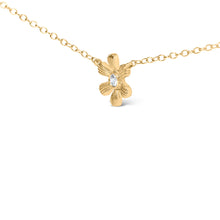 Load image into Gallery viewer, 10K Yellow Gold 1/8 Cttw Diamond Floral Station Chain Necklace (I-J Color, I1-I2 Clarity)