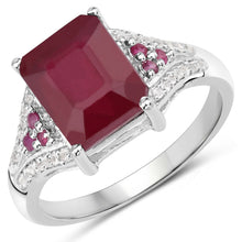 将图片加载到图库查看器,4.49 Carat Glass Filled Ruby and White Topaz .925 Sterling Silver Ring