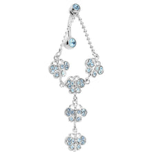 将图片加载到图库查看器,TOP DANGLE Aquamarine PAVED GEM BUTTERFLY CHAIN Belly Ring