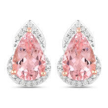 Load image into Gallery viewer, 2.37 Carat Genuine Morganite and White Diamond 14K Rose Gold Earrings