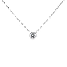 Load image into Gallery viewer, 10K White Gold 1/2 Carat Round Brilliant-Cut Diamond Modern Bezel-Set Solitaire 16"-18" Pendant Necklace (H-I Color, SI2-I1 Clarity)