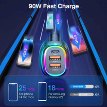 Load image into Gallery viewer, 90W 3 Ports Fast Car Charger USB and Type C