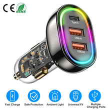 Load image into Gallery viewer, 90W 3 Ports Fast Car Charger USB and Type C