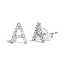 将图片加载到图库查看器,10K White Gold 1/10 Cttw Diamond Initial “A†Stud Earring